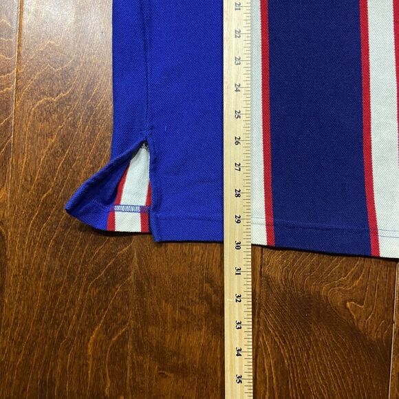 Bugle Boy Vintage 90s Blue White Red USA Striped Polo Shirt Men's Size Large - Picture 9 of 9